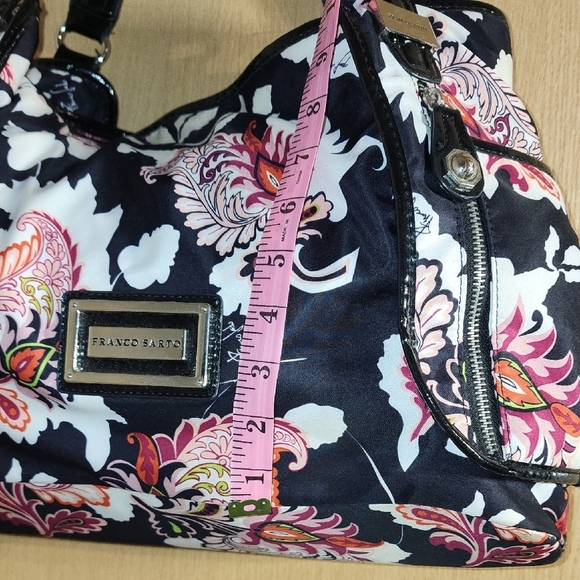 Franco Sarto Black and Pink Floral Shoulder Bag - Picture 7 of 14
